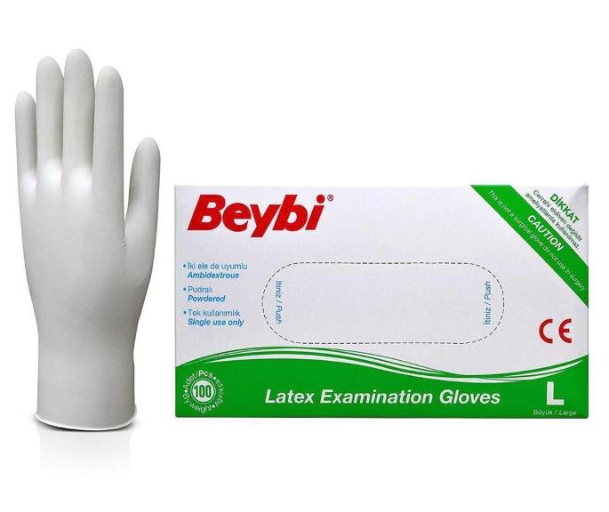 Lateks Pudralı Muayene Eldiveni Large